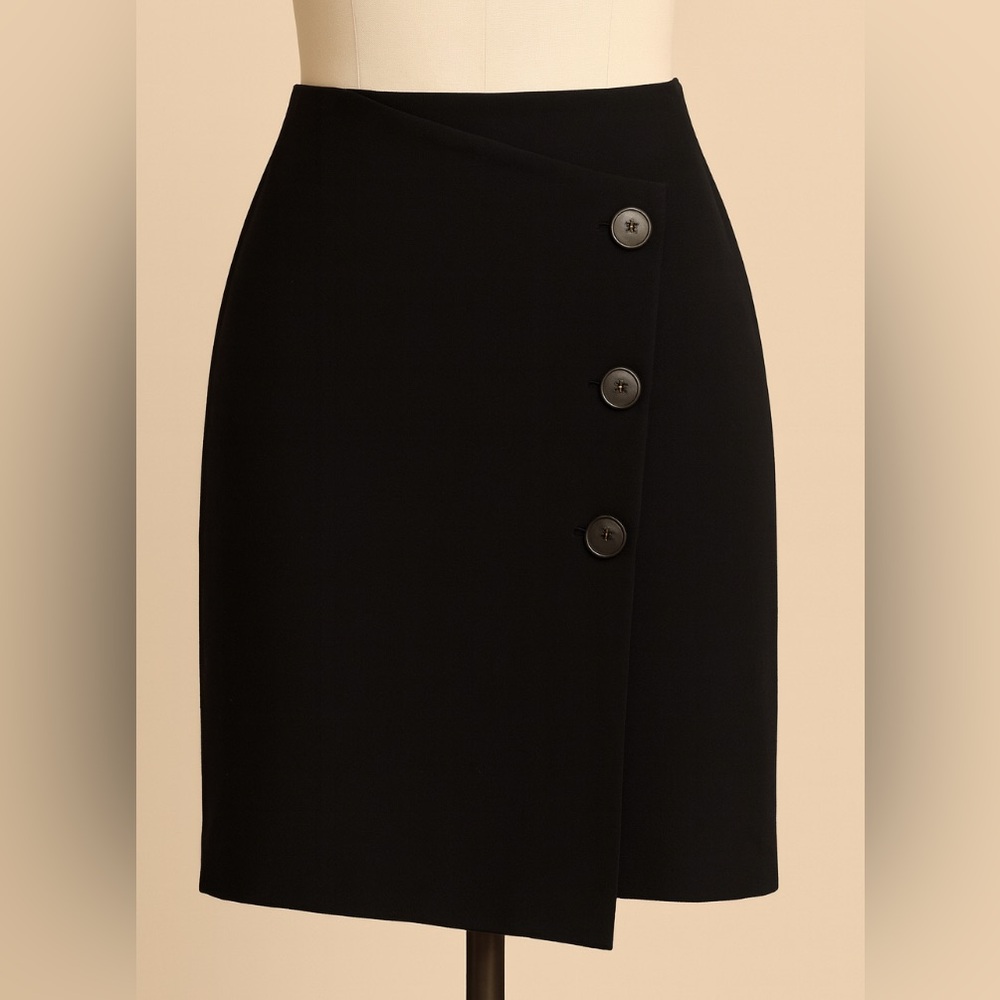 Seductive brand “Lea” Asymmetric Button Front Pencil Skirt - black - size 34
